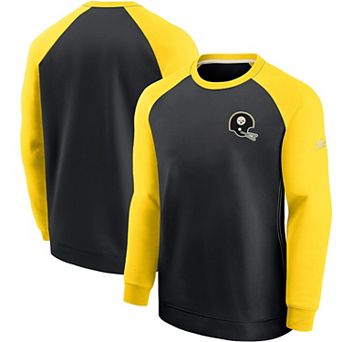 Men's Nike Black/Gold Pittsburgh Steelers Historic Raglan Crew Performance Sweater