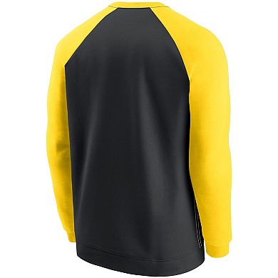 Men's Nike Black/Gold Pittsburgh Steelers Historic Raglan Crew Performance Sweater