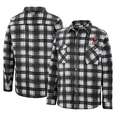 Men's Colosseum Black/White Boston College Eagles Ellis Plaid Full-Snap Shirt Jacket