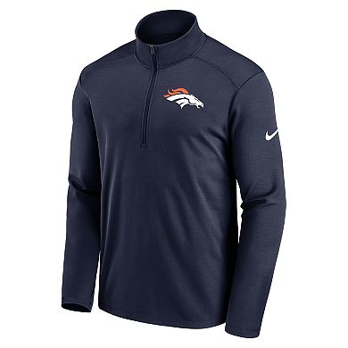 Men's Nike Navy Denver Broncos Logo Pacer Performance Half-Zip Jacket