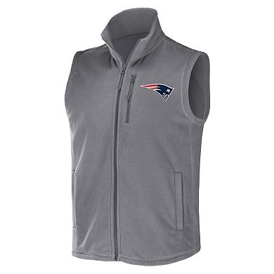 Men's NFL x Darius Rucker Collection by Fanatics Gray New England Patriots Polar Fleece Full-Zip Vest