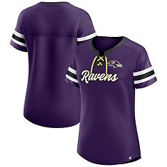 Women's Majestic Threads Purple Baltimore Ravens Bleach Splatter Notch Neck  Crop T-Shirt