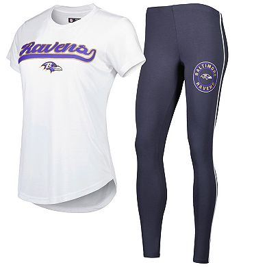 Women's Concepts Sport White/Charcoal Baltimore Ravens Sonata T-Shirt & Leggings Sleep Set