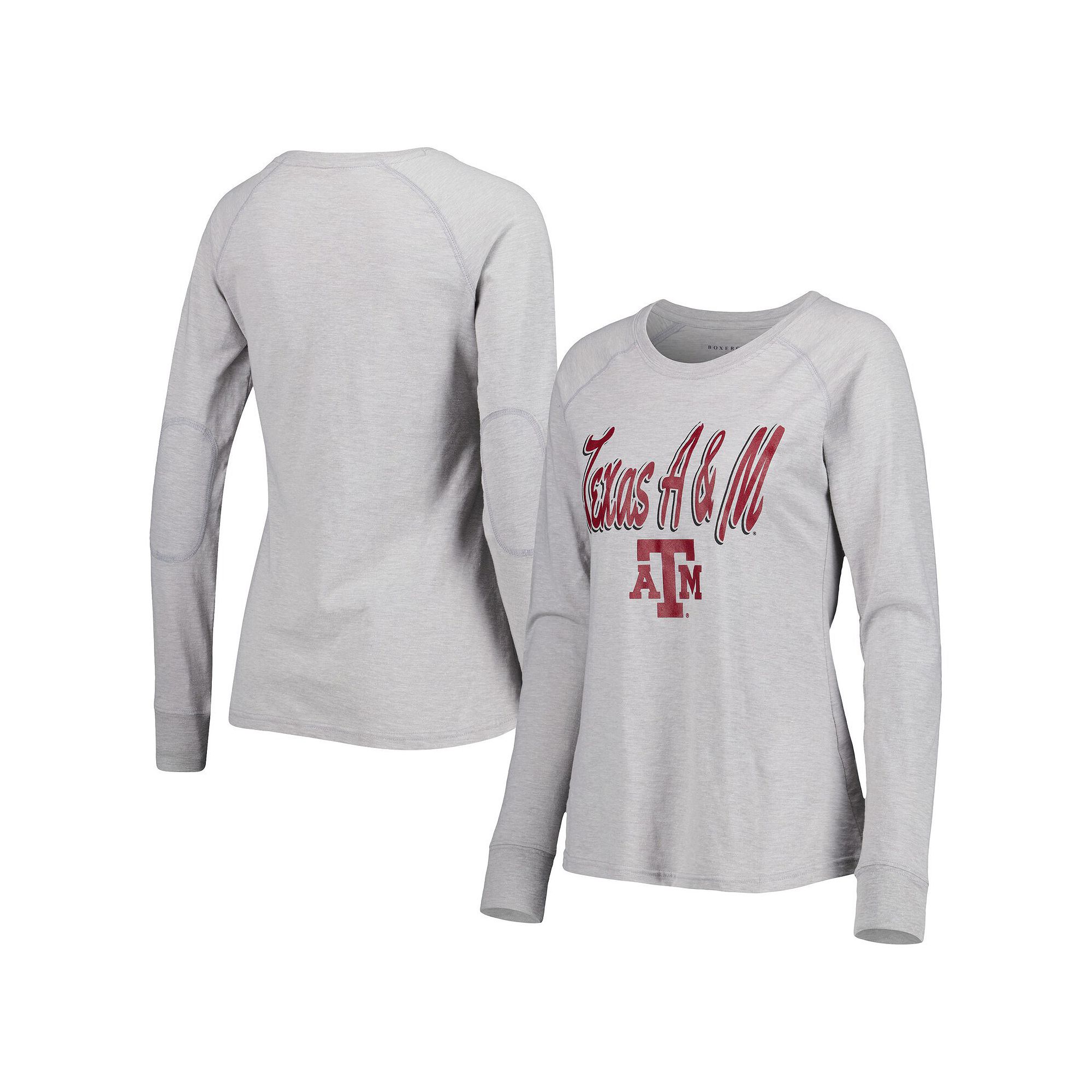Womens Gray Texas A&M Aggies Payton Elbow Patch Slub Raglan Long Sleeve T-