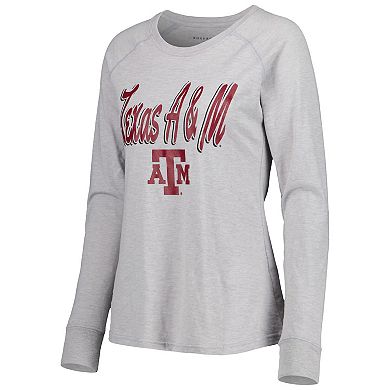 Women's Gray Texas A&M Aggies Payton Elbow Patch Slub Raglan Long Sleeve T-Shirt