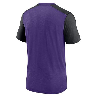 Men's Nike Heathered Purple/Heathered Black Minnesota Vikings Color Block Team Name T-Shirt