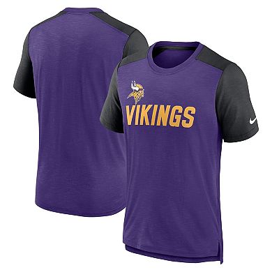 Men's Nike Heathered Purple/Heathered Black Minnesota Vikings Color Block Team Name T-Shirt