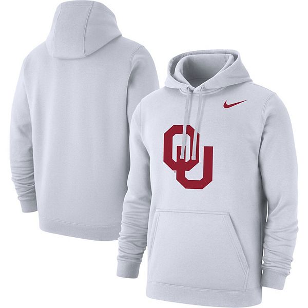 Men's Nike White Oklahoma Sooners Logo Club Fleece Pullover Hoodie
