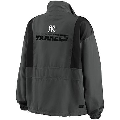 Women's WEAR by Erin Andrews Charcoal New York Yankees Packable Half-Zip Jacket