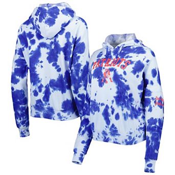 Women's New Era Royal New England Patriots Cloud Dye Fleece Pullover Hoodie