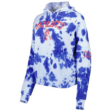 Women's New Era Royal New England Patriots Cloud Dye Fleece Pullover Hoodie