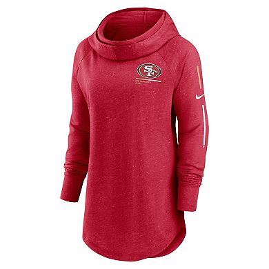 Women's Nike Scarlet San Francisco 49ers Minimal Statement Raglan Funnel Neck Pullover Hoodie