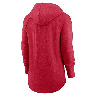 Women's Nike Scarlet San Francisco 49ers Minimal Statement Raglan Funnel Neck Pullover Hoodie