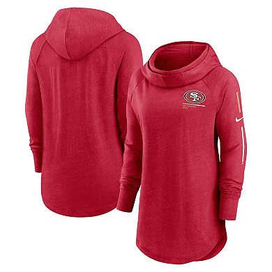 Women's Nike Scarlet San Francisco 49ers Minimal Statement Raglan Funnel Neck Pullover Hoodie