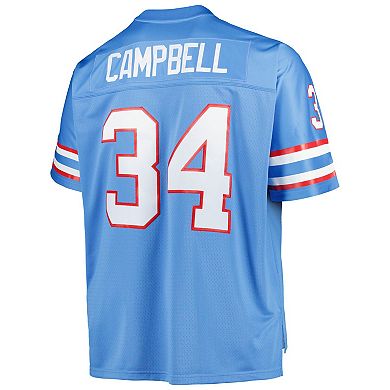 Men's Mitchell & Ness Earl Campbell Light Blue Houston Oilers Big & Tall 1980 Retired Player Replica Jersey