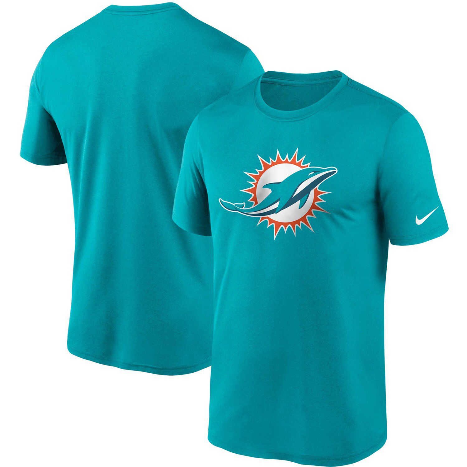 Men's Nike Orange/Aqua Miami Dolphins Throwback Performance Raglan Long  Sleeve T-Shirt