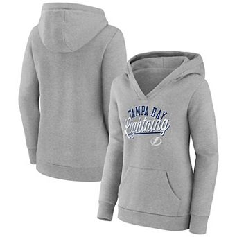 Women's Fanatics Branded Gray Tampa Bay Lightning Simplicity Crossover V-Neck Pullover Hoodie