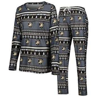Women's Concepts Sport Black Army Black Knights Ugly Sweater Holiday Long Sleeve Top & Pants Sleep Set