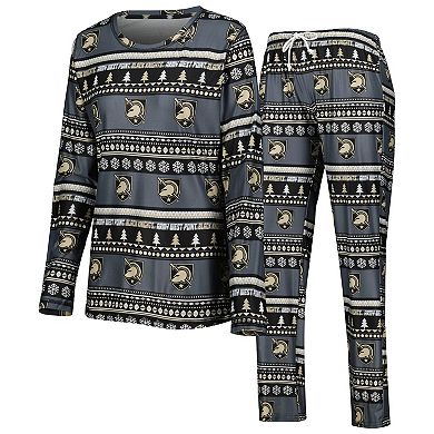 Women's Concepts Sport Black Army Black Knights Ugly Sweater Holiday Long Sleeve Top & Pants Sleep Set