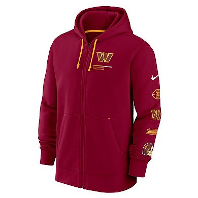 Men's Nike Burgundy Washington Commanders Surrey Full-Zip Hoodie