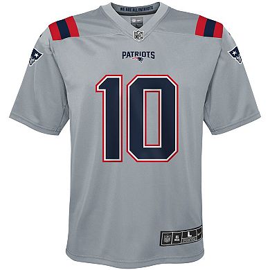 Youth Nike Mac Jones Gray New England Patriots Inverted Game Jersey