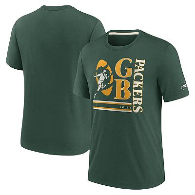 Men s Nike Green Green Bay Packers Wordmark Logo Tri Blend T Shirt