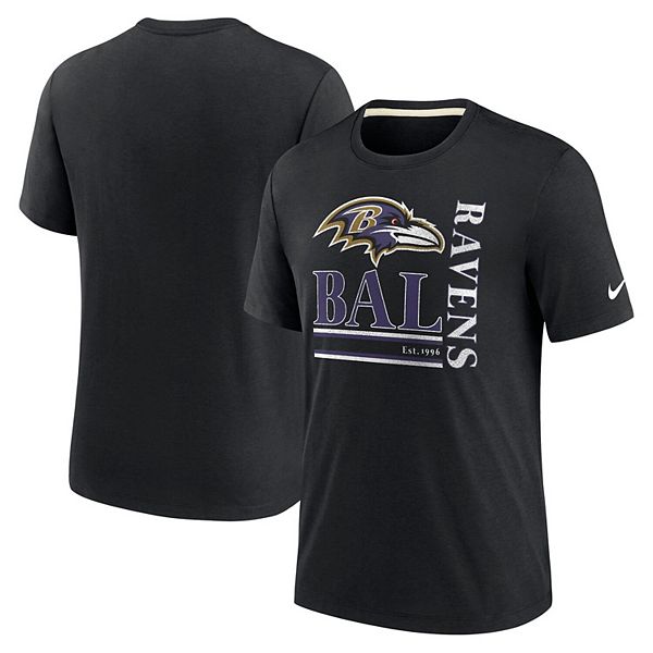 Men's Nike Black Baltimore Ravens Wordmark Logo Tri-Blend T-Shirt