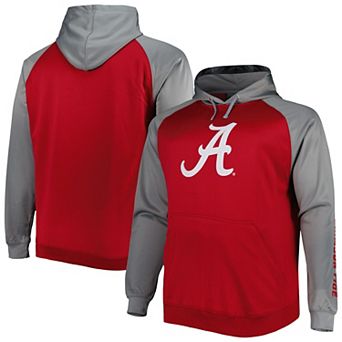 Men's Crimson Alabama Crimson Tide Big & Tall Raglan Fleece Pullover Hoodie