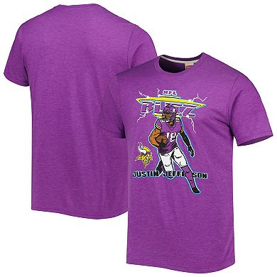 Men's Homage Justin Jefferson Heathered Purple Minnesota Vikings NFL Blitz Player Tri-Blend T-Shirt