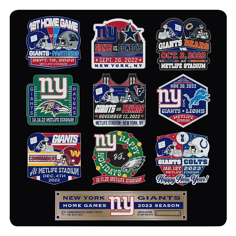 Mojo New York Giants 9-Pack Collector Pin Set, Adult Unisex, Multicolor