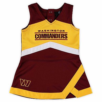Girls Infant Burgundy Washington Commanders Cheer Captain Jumper Dress & Bloomers Set