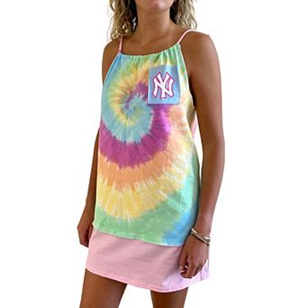 Women's Refried Apparel White New York Yankees Tie-Dye Tank Top Dress