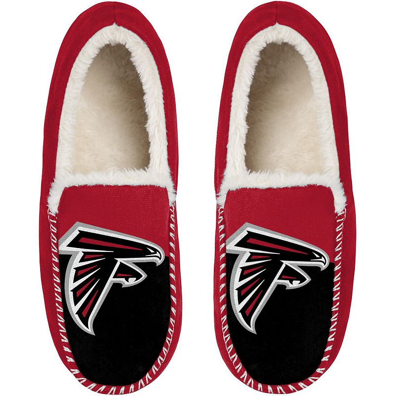 Mens FOCO Atlanta Falcons Colorblock Moccasin Slippers, Size: Small, Red