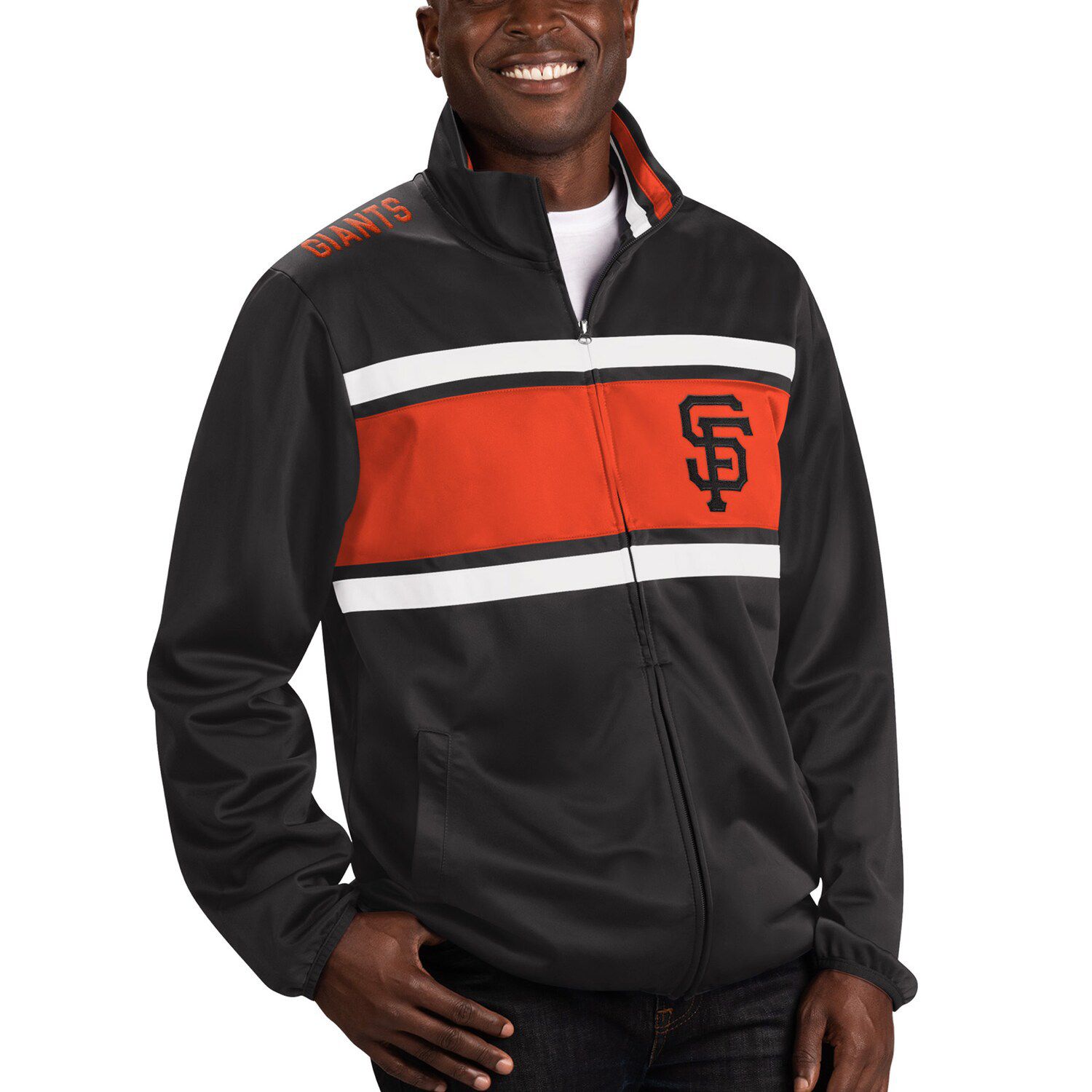 San Francisco Giants Mitchell & Ness Colorblocked Full-Snap Raglan Jacket -  Black