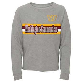 Juniors Heathered Gray Washington Commanders All Striped Up Raglan Long Sleeve T-Shirt