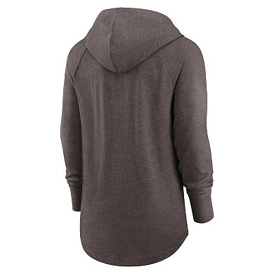 Women's Nike Brown Cleveland Browns Minimal Statement Lightweight Raglan Funnel Neck Pullover Hoodie