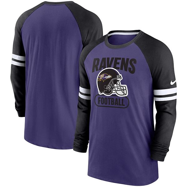 Men's Nike Purple/Black Baltimore Ravens Throwback Raglan Long Sleeve T- Shirt