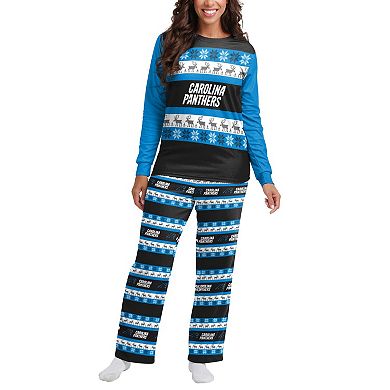 Women's FOCO Blue Carolina Panthers Team Ugly Pajamas Set