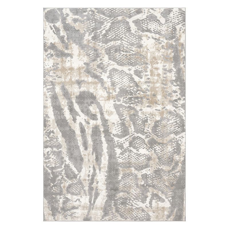 nuLoom Shirley Snake Print Area Rug, White, 5X8 Ft