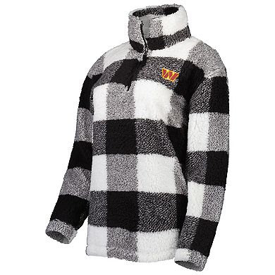 Women's G-III 4Her by Carl Banks Black Washington Commanders Sherpa Plaid Quarter-Zip Jacket