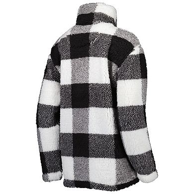 Women's G-III 4Her by Carl Banks Black Washington Commanders Sherpa Plaid Quarter-Zip Jacket