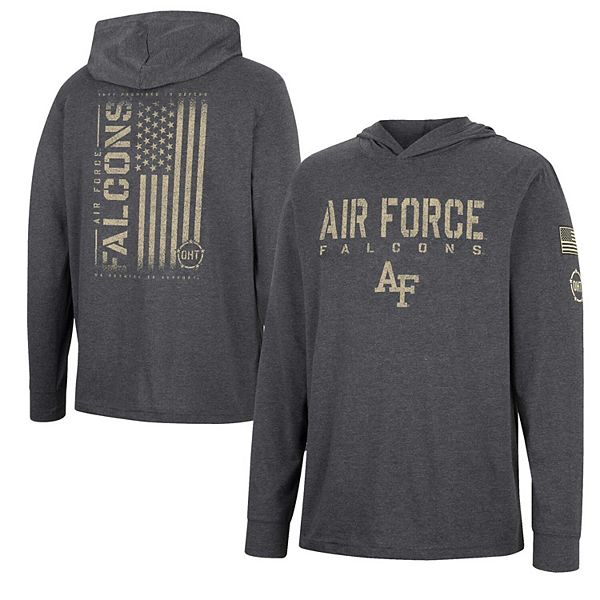 Men's Colosseum Charcoal Air Force Falcons Team OHT Military Appreciation  Hoodie Long Sleeve T-Shirt