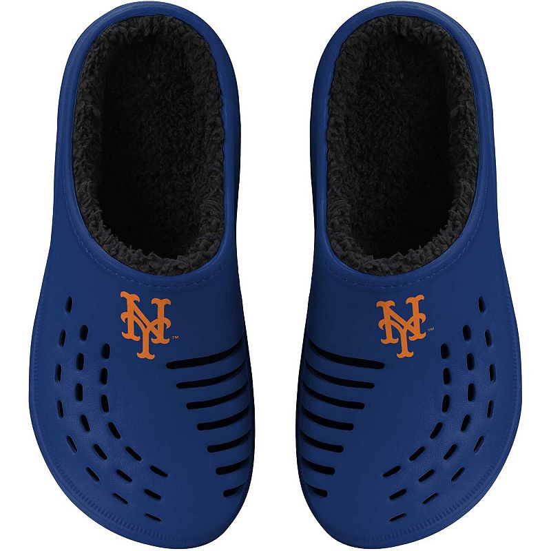 Mens FOCO New York Mets Big Logo Sherpa-Lined Clog Slippers, Size: Small, 