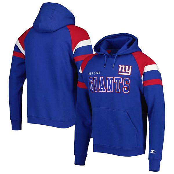 Men's Starter Royal New York Giants Draft Fleece Raglan Pullover Hoodie