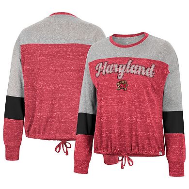 Women's Colosseum Red Maryland Terrapins Joanna Tie Front Long Sleeve T-Shirt