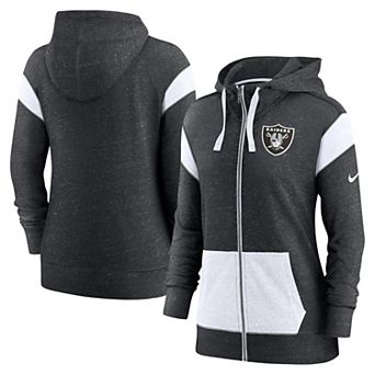 Women's Nike Heathered Black/White Las Vegas Raiders Monaco Full-Zip Hoodie