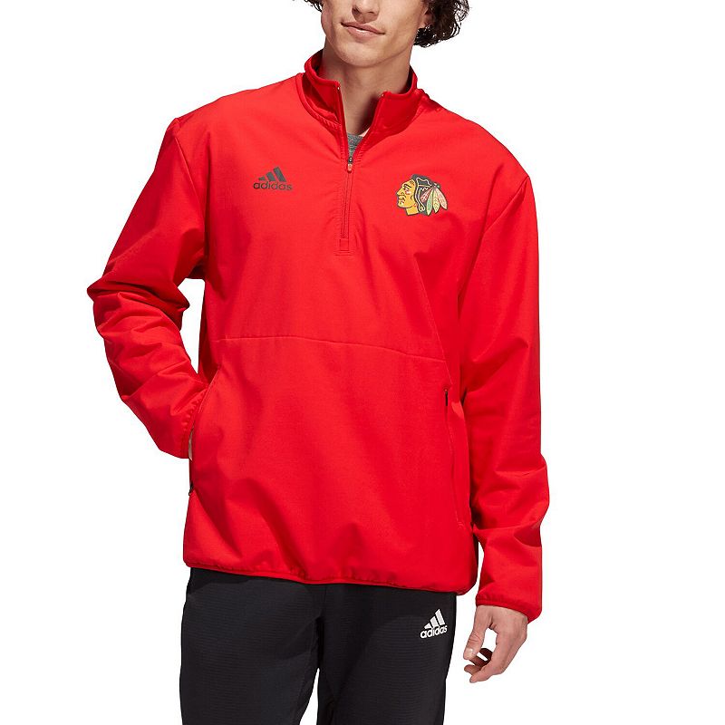 Mens adidas Red Chicago Blackhawks Quarter-Zip Jacket, Size: Small