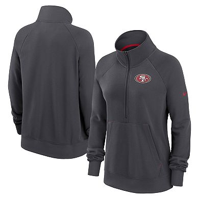 Women's Nike Charcoal San Francisco 49ers Premium Raglan Performance Half-Zip Sweatshirt