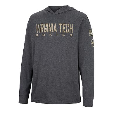 Men's Colosseum Charcoal Virginia Tech Hokies Team OHT Military Appreciation Hoodie Long Sleeve T-Shirt