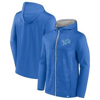 Men's Fanatics Branded Blue/Silver Detroit Lions Ball Carrier Full-Zip Hoodie